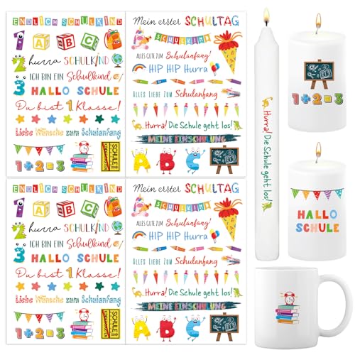 BETESSIN 4Pcs Kerzen Tattoo Einschulung Tattoofolie Schulkind Kerzentattoos Sprüche Kerzensticker Wasserschiebefolie Kerzen Dekoration Kerzenaufkleber DIY Geschenk für Kerzen Tassen BETESSIN 4Pcs Kerzen Tattoo Einschulung Tattoofolie Schulkind Kerzentattoos Sprüche Kerzensticker Wasserschiebefolie Kerzen Dekoration Kerzenaufkleber DIY Geschenk für Kerzen Tassen von BETESSIN