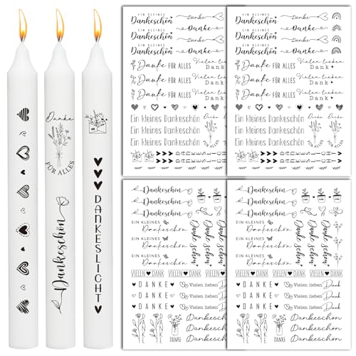 BETESSIN 4x Kerzen Tattoos Folie Danke Kerzentattoos Dankeschön Kerzenfolie Sprüche Sticker Rub on Sticker Erntedankfest Kerzensticker für Stabkerzen Kleine Kerzen DIY Geschenk Schwarz BETESSIN 4x Kerzen Tattoos Folie Danke Kerzentattoos Dankeschön Kerzenfolie Sprüche Sticker Rub on Sticker Erntedankfest Kerzensticker für Stabkerzen Kleine Kerzen DIY Geschenk Schwarz von BETESSIN