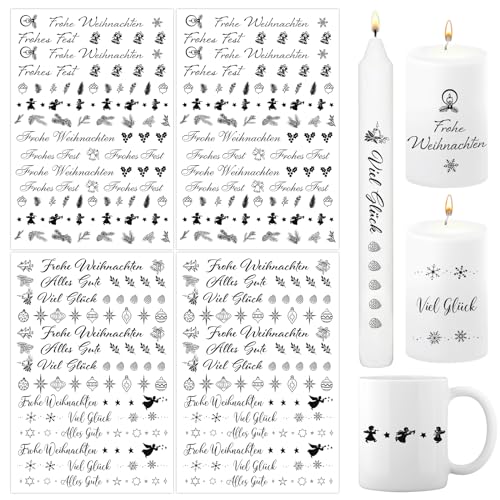 BETESSIN 4x Kerzen Tattoos Folie Weihnachten Kerzentattoo Frohe Weihnachten Rub On Sticker Schwarz Kerzensprüche Merry Christmas Kerzensticker für Stabkerzen Kleine Kerzen Tasse DIY Geschenk BETESSIN 4x Kerzen Tattoos Folie Weihnachten Kerzentattoo Frohe Weihnachten Rub On Sticker Schwarz Kerzensprüche Merry Christmas Kerzensticker für Stabkerzen Kleine Kerzen Tasse DIY Geschenk von BETESSIN