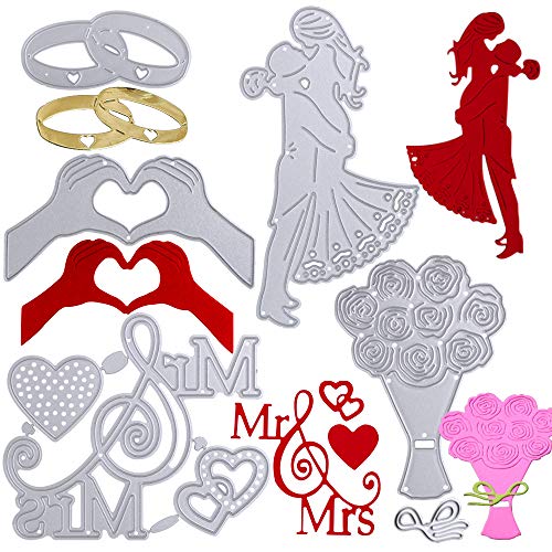 BETESSIN 5 Set Stanzschablonen Hochzeit Prägeschablonen Cutting Dies Stanzformen für DIY Scrapbooking Herstellung Karten Handwerk Geschenk von BETESSIN