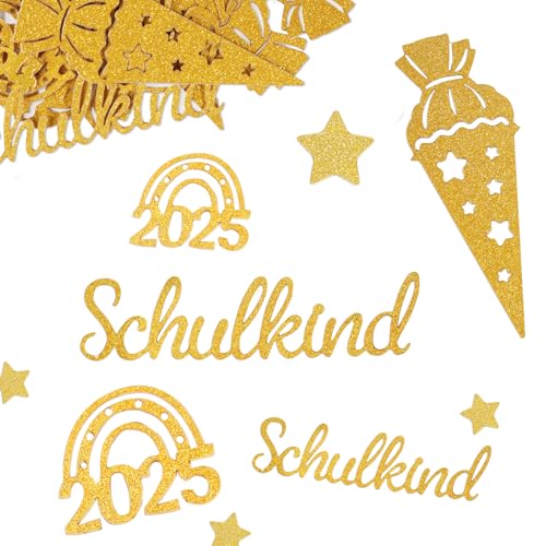 BETESSIN 50 Stück Schulkind Konfetti Glitzer Gold Einschulung 2025 Streudeko Groß Schultüte Tischdekoration für Schuleinführung Schulanfang Junge und Mädchen Einschulungsfeier usw. BETESSIN 50 Stück Schulkind Konfetti Glitzer Gold Einschulung 2025 Streudeko Groß Schultüte Tischdekoration für Schuleinführung Schulanfang Junge und Mädchen Einschulungsfeier usw. von BETESSIN