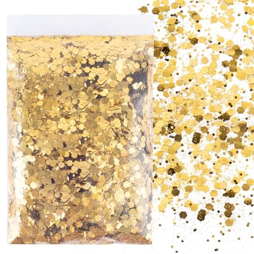 BETESSIN 50g Glitzer zum Basteln Gold Glitzerpulver Pailletten Glitter Pulver Glitzer Basteln Glitzerpuder für Nägel Gesicht Makeup Kartenbasteln Handwerk Nagelkunst von BETESSIN