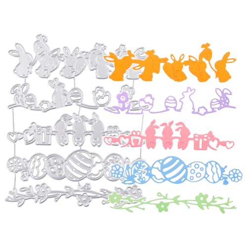 BETESSIN 5Pcs Stanzschablonen Ostern Rand Spitze Stanzform Stanze Karten Frohe Ostern Scrapbooking Cutting Dies für DIY Kartenbasteln Grußkarten Geschenkverpackung von BETESSIN