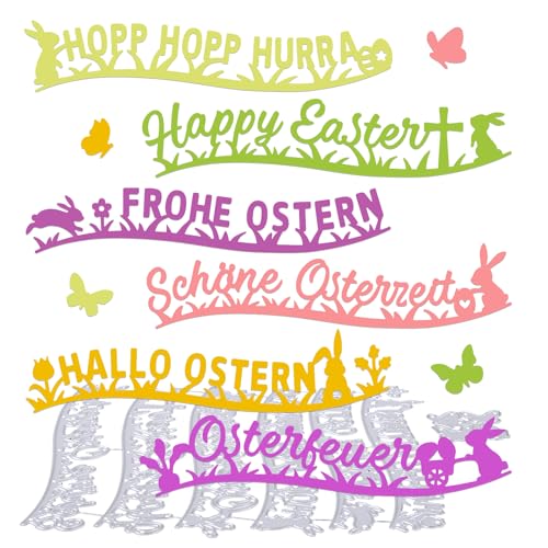BETESSIN 6Pcs Stanzschablonen Frohe Ostern Stanze Stanzform Rand Deutsch Schriftzug Scrapbooking Spitze Cutting Dies für DIY Kartenbasteln Grußkarten Geschenkverpackung BETESSIN 6Pcs Stanzschablonen Frohe Ostern Stanze Stanzform Rand Deutsch Schriftzug Scrapbooking Spitze Cutting Dies für DIY Kartenbasteln Grußkarten Geschenkverpackung von BETESSIN