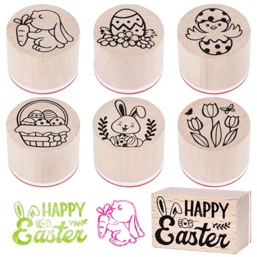 BETESSIN 7Pcs Stempel Holz Ostern Holzstempel Frohe Ostern Stempelset zum Karten Basteln Sprüche Rund Motivstempel Osterhasen Ostereier für Kartenherstellung Scrapbooking Bullet Journal BETESSIN 7Pcs Stempel Holz Ostern Holzstempel Frohe Ostern Stempelset zum Karten Basteln Sprüche Rund Motivstempel Osterhasen Ostereier für Kartenherstellung Scrapbooking Bullet Journal von BETESSIN