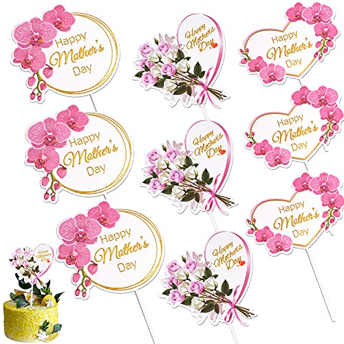 BETESSIN 9 STK Muttertag Cupcake Topper Papier Herz Dekoration Cake Deko Kuchen Torten Tortendekoration Tortendeko Party (3 Stil) von BETESSIN