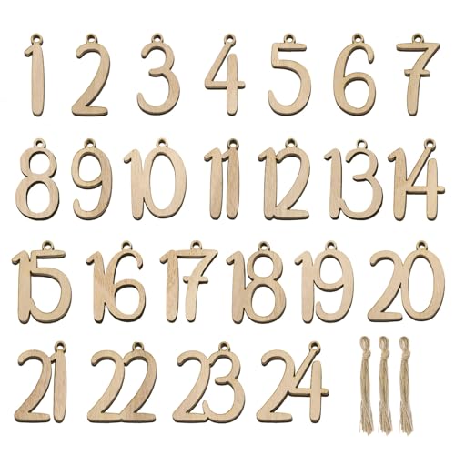 BETESSIN Adventskalender Zahlen Holz - Holzzahlen 1-24 für Adventskalender zum Basteln - Holzanhänger Zahlen für Weihnachtskalender, Weihnachtsdeko, Geschenkanhänger uvm. BETESSIN Adventskalender Zahlen Holz - Holzzahlen 1-24 für Adventskalender zum Basteln - Holzanhänger Zahlen für Weihnachtskalender, Weihnachtsdeko, Geschenkanhänger uvm. von BETESSIN
