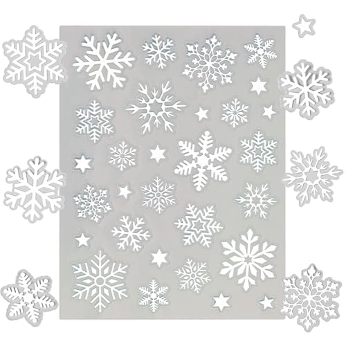 BETESSIN Aufkleber Weihnachten - 140 Stück Schneeflocken Aufkleber Weiß-Glitzer - Schneeflocken Deko Weihnachten - Selbstklebende Weihnachtssticker für Scrapbooking und Weihnachtsdeko zum Basteln BETESSIN Aufkleber Weihnachten - 140 Stück Schneeflocken Aufkleber Weiß-Glitzer - Schneeflocken Deko Weihnachten - Selbstklebende Weihnachtssticker für Scrapbooking und Weihnachtsdeko zum Basteln von BETESSIN