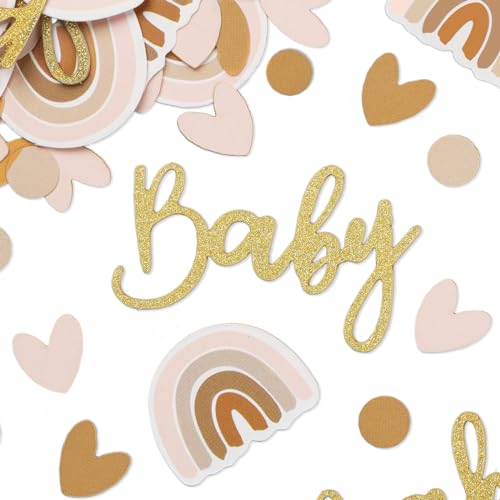 BETESSIN Babyparty Deko - 60 Stück Konfetti Mit 4 Mustern - Baby und Boho-Regenbogen Streudeko - Tischdekoration für Baby Shower, Gender Reveal Party uvm. von BETESSIN