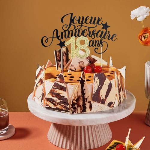 BETESSIN Französisch Joyeux Anniversaire 18ans Cake Topper Kuchendeko Cupcake Topper von BETESSIN