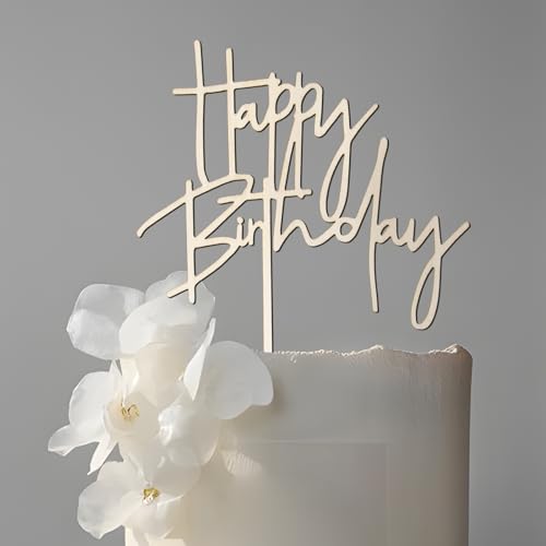 BETESSIN Tortendeko Geburtstag Holz - Happy Birthday Cake Topper - Tortenstecker für Geburtstagstorte - Kuchendekoration zum Geburtstag für Kinder und Erwachsene von BETESSIN