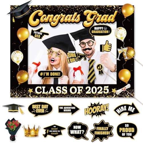 BETESSIN Graduation 2025 Deko Set - inkl. Congrats Grad Fotorahmen und 24 Graduation Foto Requisiten - Fotobox Accessoires Abschluss - Foto Booth Props für Abschlussfeier UVM. BETESSIN Graduation 2025 Deko Set - inkl. Congrats Grad Fotorahmen und 24 Graduation Foto Requisiten - Fotobox Accessoires Abschluss - Foto Booth Props für Abschlussfeier UVM. von BETESSIN