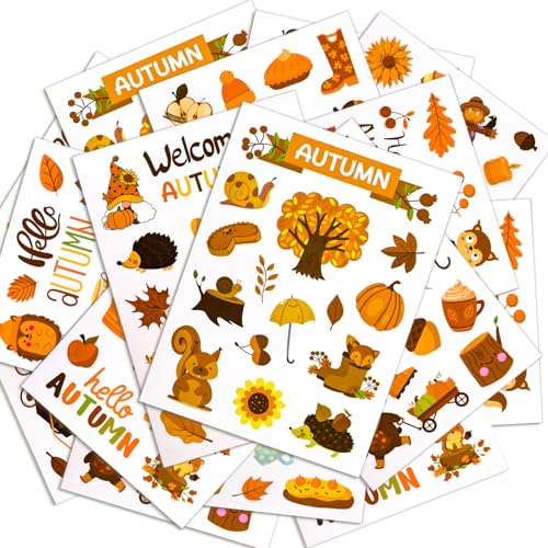 BETESSIN Herbst Aufkleber - 16 Bögen Herbst Sticker mit Kürbis, Ahornblatt und Igel Mustern - Kinder Sticker für Scrapbooking und Karte zum Basteln - Herbst Deko für Erntedankfest und Herbstfest BETESSIN Herbst Aufkleber - 16 Bögen Herbst Sticker mit Kürbis, Ahornblatt und Igel Mustern - Kinder Sticker für Scrapbooking und Karte zum Basteln - Herbst Deko für Erntedankfest und Herbstfest von BETESSIN