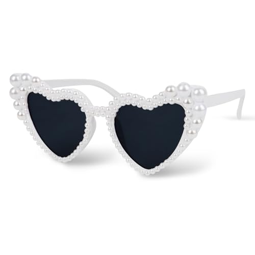BETESSIN Herz Sonnenbrille Perle - Retro Herzbrille mit Weißen-Perlen-Design - Cateye Sonnenbrille Damen - Vintage Sonnenbrille Herzform - Partybrille für Hochzeit, JGA, Geburtstag, Karneval uvm. BETESSIN Herz Sonnenbrille Perle - Retro Herzbrille mit Weißen-Perlen-Design - Cateye Sonnenbrille Damen - Vintage Sonnenbrille Herzform - Partybrille für Hochzeit, JGA, Geburtstag, Karneval uvm. von BETESSIN