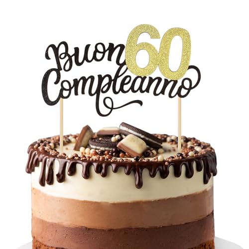 BETESSIN Itanienisch Alles Gute zum 60. Geburtstag Cake Topper Kuchendeko Cupcake Topper von BETESSIN