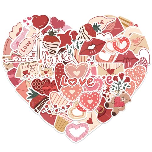 BETESSIN Love Sticker Valentinstag - 50 Stück Aesthetic Stickers mit Liebe & Herz Motiven - Wasserfeste Vinyl Aufkleber für Laptop, Telefon, Kindle, Koffer, Scrapbook, Fotoalben usw. BETESSIN Love Sticker Valentinstag - 50 Stück Aesthetic Stickers mit Liebe & Herz Motiven - Wasserfeste Vinyl Aufkleber für Laptop, Telefon, Kindle, Koffer, Scrapbook, Fotoalben usw. von BETESSIN