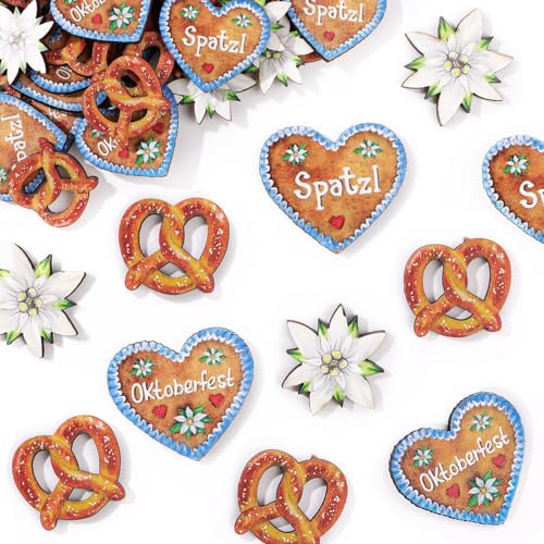 BETESSIN Oktoberfest Deko - 60 Stück Oktoberfest Konfetti mit Lebkuchenherzen, Brezeln und Edelweiss Mustern - Bayrische Streudeko aus Holz - Tischdekoration für Oktoberfest und Bierfest BETESSIN Oktoberfest Deko - 60 Stück Oktoberfest Konfetti mit Lebkuchenherzen, Brezeln und Edelweiss Mustern - Bayrische Streudeko aus Holz - Tischdekoration für Oktoberfest und Bierfest von BETESSIN