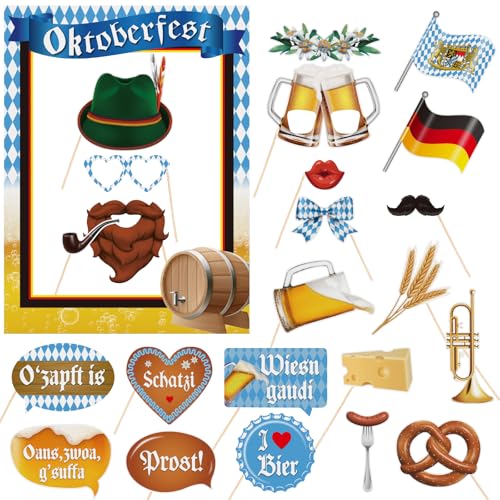 BETESSIN Oktoberfest Fotobox Accessoires - inkl. XXL Fotorahmen und 23x Oktoberfest Foto Requisiten - Bayrische Deko Fotobox Requisiten - Oktoberfest-Party Dekoration BETESSIN Oktoberfest Fotobox Accessoires - inkl. XXL Fotorahmen und 23x Oktoberfest Foto Requisiten - Bayrische Deko Fotobox Requisiten - Oktoberfest-Party Dekoration von BETESSIN