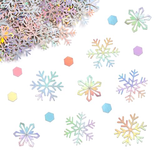 BETESSIN Schneeflocken Deko Bunt - 102 Stück Schneeflocken Konfetti aus Papier - Weihnachtsdeko Tisch - Streudeko Weihnachten Basteln - Tischdeko für Winter und Weihnachten BETESSIN Schneeflocken Deko Bunt - 102 Stück Schneeflocken Konfetti aus Papier - Weihnachtsdeko Tisch - Streudeko Weihnachten Basteln - Tischdeko für Winter und Weihnachten von BETESSIN