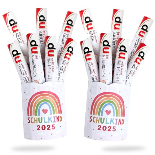 BETESSIN Schokolade Einschulung Sticker Weiß - 24 Duplo Banderolen Selbstklebend mit 2 Duplo Aufkleber für Pralinen Packungen zum gestalten - Kreativ Duplo Geschenk zur Einschulung (Ohne Schokolade) von BETESSIN