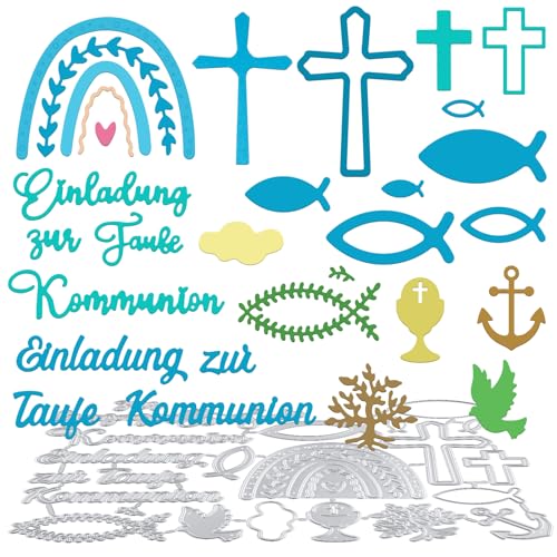 BETESSIN Stanzschablonen Einladung zur Taufe Kommunion Stanzform Schriftzug Einladung Fisch Kreuz Taube Stanzbögen Kartenbasteln Grußkarte Metall Cutting Dies Scrapbooking Stanzen Prägeschablonen BETESSIN Stanzschablonen Einladung zur Taufe Kommunion Stanzform Schriftzug Einladung Fisch Kreuz Taube Stanzbögen Kartenbasteln Grußkarte Metall Cutting Dies Scrapbooking Stanzen Prägeschablonen von BETESSIN