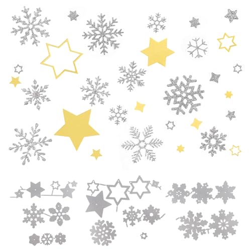 BETESSIN Stanzschablonen Weihnachten - 24er-Set Prägeschablone mit Schneeflocken & Sternen Mustern - Stanzformen für Weihnachtskarten, Weihnachtsdeko, Scrapbook und Streudeko zum Basteln BETESSIN Stanzschablonen Weihnachten - 24er-Set Prägeschablone mit Schneeflocken & Sternen Mustern - Stanzformen für Weihnachtskarten, Weihnachtsdeko, Scrapbook und Streudeko zum Basteln von BETESSIN