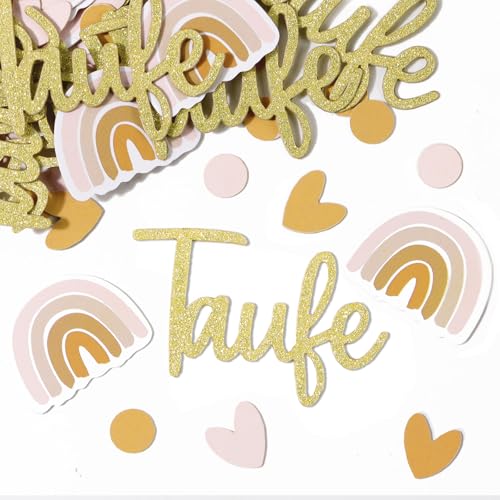 BETESSIN Tischdeko Taufe Mädchen Rosa - 100 Stück Streudeko Taufe Konfetti mit Boho-Regenbogen & Herzen Motiven - Taufdeko für Mädchen & Jungen BETESSIN Tischdeko Taufe Mädchen Rosa - 100 Stück Streudeko Taufe Konfetti mit Boho-Regenbogen & Herzen Motiven - Taufdeko für Mädchen & Jungen von BETESSIN