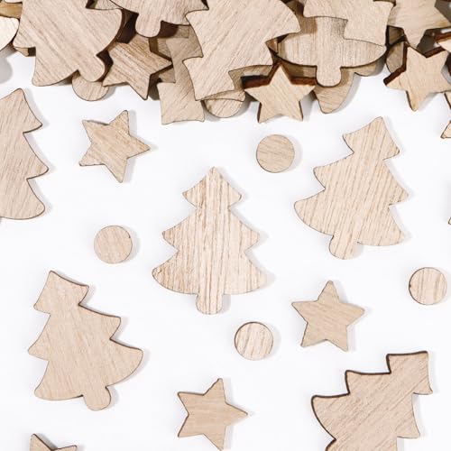 BETESSIN Tischdeko Weihnachten - 100 Stück Streudeko Weihnachten Holz - Weihnachtsdeko Holz Konfetti mit Weihnachtsbaum und Stern Mustern - Holzsterne zum Basteln Weihnachten BETESSIN Tischdeko Weihnachten - 100 Stück Streudeko Weihnachten Holz - Weihnachtsdeko Holz Konfetti mit Weihnachtsbaum und Stern Mustern - Holzsterne zum Basteln Weihnachten von BETESSIN