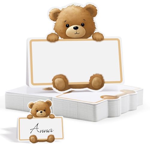 BETESSIN Tischkarten Babyparty - 50 Stück Platzkarten mit niedlichem Babybär Motiv - Namenskarten zum Beschriften - Tischdekoration für Babyparty, Taufe, Babyshowerparty & Kindergeburtstag BETESSIN Tischkarten Babyparty - 50 Stück Platzkarten mit niedlichem Babybär Motiv - Namenskarten zum Beschriften - Tischdekoration für Babyparty, Taufe, Babyshowerparty & Kindergeburtstag von BETESSIN