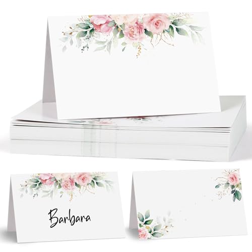 BETESSIN Tischkarten Hochzeit - 50 Stück Platzkarten mit elegantem Blumenmotiv - Geburtstagsdeko Tisch - Namenskarten zum Beschriften - Tischdekoration für Hochzeit, Geburtstag, Babyparty uvm. BETESSIN Tischkarten Hochzeit - 50 Stück Platzkarten mit elegantem Blumenmotiv - Geburtstagsdeko Tisch - Namenskarten zum Beschriften - Tischdekoration für Hochzeit, Geburtstag, Babyparty uvm. von BETESSIN
