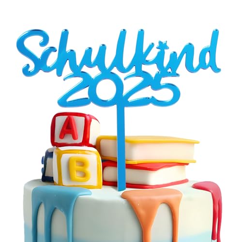 BETESSIN Tortendeko Einschulung Junge Blau - Schulkind 2025 Cake Topper aus Acryl - Schulanfang Kuchendekoration - Schuleinführung Deko für Einschulungstorte BETESSIN Tortendeko Einschulung Junge Blau - Schulkind 2025 Cake Topper aus Acryl - Schulanfang Kuchendekoration - Schuleinführung Deko für Einschulungstorte von BETESSIN