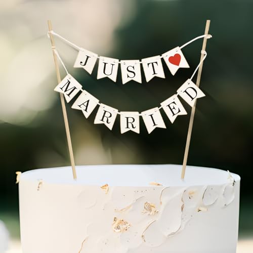 BETESSIN Tortendeko Hochzeit - Just Married Cake Topper - Mini Girlande für Hochzeitstorte - Kuchendekoration für Hochzeiten BETESSIN Tortendeko Hochzeit - Just Married Cake Topper - Mini Girlande für Hochzeitstorte - Kuchendekoration für Hochzeiten von BETESSIN