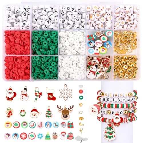 BETESSIN Weihnachten Perlen Set - 1580 Stück Perlen für Armbänder - Polymer Clay Perlen zum Auffädeln - Perlenset für Armbänder Basteln Weihnachten Kinder, DIY Schmuckherstellung und Geschenkidee BETESSIN Weihnachten Perlen Set - 1580 Stück Perlen für Armbänder - Polymer Clay Perlen zum Auffädeln - Perlenset für Armbänder Basteln Weihnachten Kinder, DIY Schmuckherstellung und Geschenkidee von BETESSIN