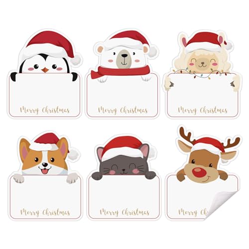 BETESSIN Weihnachtsetiketten Selbstklebend - 120 Stück Weihnachtsaufkleber mit Tiere Motiven - Geschenkaufkleber zum Beschriften 6cm - Weihnachtssticker für Namensetiketten BETESSIN Weihnachtsetiketten Selbstklebend - 120 Stück Weihnachtsaufkleber mit Tiere Motiven - Geschenkaufkleber zum Beschriften 6cm - Weihnachtssticker für Namensetiketten von BETESSIN