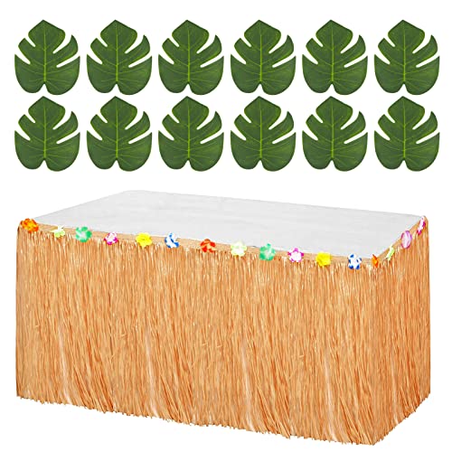 Hawaii Party Tischröcke 276x75cm Gras Tischrock und 12 Pcs Künstliche Palmenblätter Tisch Ornamente Hawaii Tischdekoration für Strandparty Tropische Sommer Party Luao Party Poolparty Aloha Party usw. Hawaii Party Tischröcke 276x75cm Gras Tischrock und 12 Pcs Künstliche Palmenblätter Tisch Ornamente Hawaii Tischdekoration für Strandparty Tropische Sommer Party Luao Party Poolparty Aloha Party usw. von BETESSIN