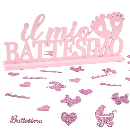 Il Mio Battesimo Tisch Ornament mit Streudeko (rosa Stil B) von BETESSIN