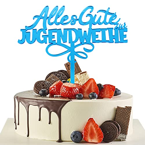 Jugendweihe Tortendeko Alles Gute zur Jugendweihe Cake Topper Blau Tortenstecker Acryl Kuchendekoration Geschenkidee zur Jugendweihe von BETESSIN