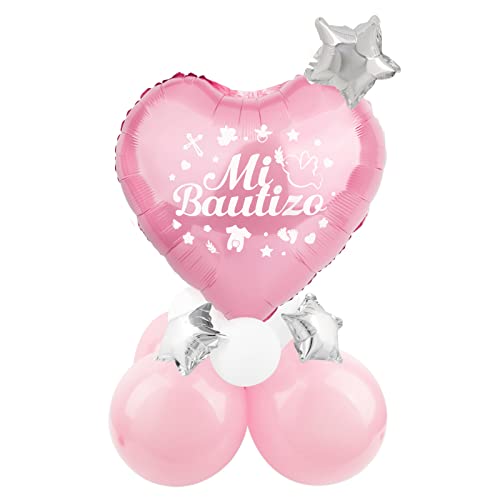 Mi Bautizo Luftballons Tischdeko Set Desktop Deko Tischdekoration zur Taufe usw. (Rosa) von BETESSIN