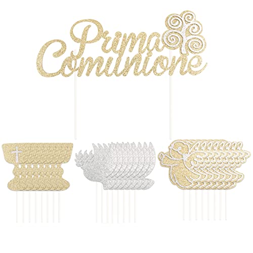 BETESSIN Cake Topper Kommunion - Italienische Kommunion Tortendeko Papier - Cupcake Topper zur Kommunion von BETESSIN