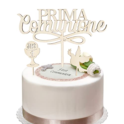 Prima Comunione Tortendeko Holz Cake Topper Kommunion Dekoraiton Tortenstecker Kuchendekoration von BETESSIN