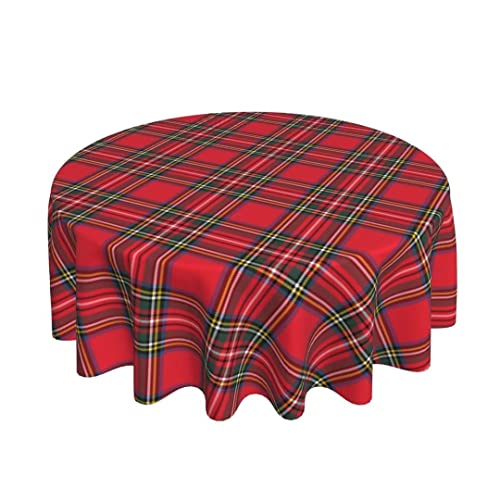 BETGINY Weihnachtstischdecke 152,4 cm rund rot grün Büffel Plaid Tischdecke staubdicht knitterfrei rustikale Weihnachten karierte Tischdecke für Urlaub Party Essen von BETGINY