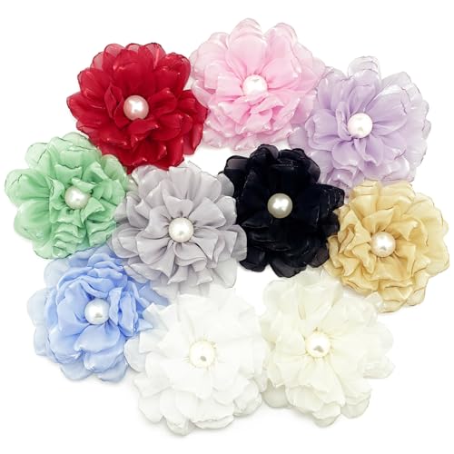 BETITETO Stoffblumen zum Nähen, 8,9 cm, flache Rückseite, glänzende Chiffon-Blumen-Applikationen für Party, Hochzeit, Abschlussfeier, Dekoration, Geschenkverpackung, Kleidung, Stirnbänder, Basteln, 10 BETITETO Stoffblumen zum Nähen, 8,9 cm, flache Rückseite, glänzende Chiffon-Blumen-Applikationen für Party, Hochzeit, Abschlussfeier, Dekoration, Geschenkverpackung, Kleidung, Stirnbänder, Basteln, 10 von BETITETO