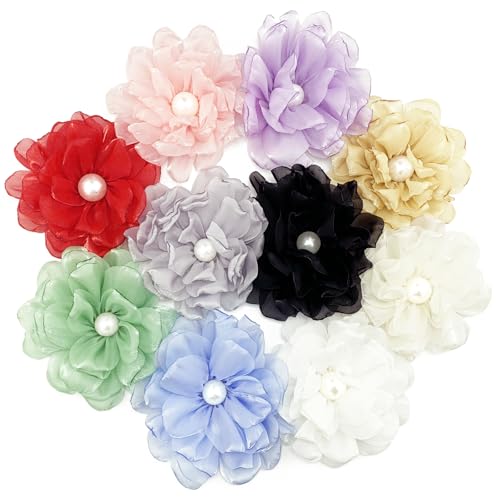 BETITETO Stoffblumen zum Nähen, 8,9 cm, flache Rückseite, glänzende Chiffon-Blumen-Applikationen für Party, Hochzeit, Abschlussfeier, Dekoration, Geschenkverpackung, Kleidung, Stirnbänder, DIY BETITETO Stoffblumen zum Nähen, 8,9 cm, flache Rückseite, glänzende Chiffon-Blumen-Applikationen für Party, Hochzeit, Abschlussfeier, Dekoration, Geschenkverpackung, Kleidung, Stirnbänder, DIY von BETITETO