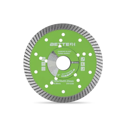 BETTERI Diamanttrennscheibe 125mm x 22,23 mm, Diamant-Trennscheibe zum Trennen von Fliesen, Beton, Stein, Ziegel, Mauerwerk, Block, Industriequalität Diamantscheibe für Trennschneider von BETTERI