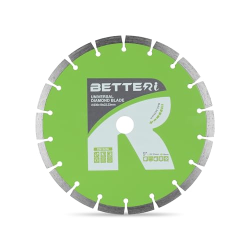 BETTERI Diamanttrennscheibe 230mm x 22,23 mm, Universal Diamant-Trennscheibe zum Trennen von Fliesen, Beton, Stein, Ziegel, Mauerwerk, Granit, Diamantscheibe Hohe Standzeit für Trennschneider von BETTERI