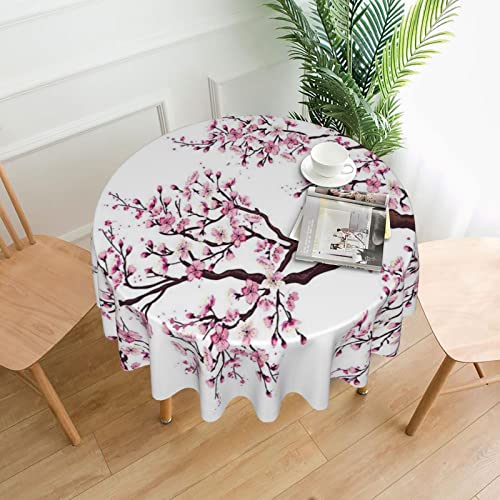 Kirschblüten-Tischdecke, rutschfest, Baumwolle, Leinen, Tischdecke, rund, Esszimmer, Heimdekoration für den Außen- und Innenbereich, Hochzeit, Party, Weihnachten, Picknick Kirschblüten-Tischdecke, rutschfest, Baumwolle, Leinen, Tischdecke, rund, Esszimmer, Heimdekoration für den Außen- und Innenbereich, Hochzeit, Party, Weihnachten, Picknick von BEULSI