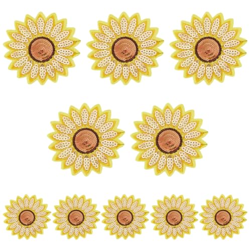 BEUNITONE 10 Stück Sonnenblumen Pailletten Aufnäher Goldene Glitzernde Pailletten Sonnenblume Zum Aufnähen Und Aufbügeln Applikations Reparatur Flicken Applikationen Für Hemden Jacken Rucksäcke Hüte BEUNITONE 10 Stück Sonnenblumen Pailletten Aufnäher Goldene Glitzernde Pailletten Sonnenblume Zum Aufnähen Und Aufbügeln Applikations Reparatur Flicken Applikationen Für Hemden Jacken Rucksäcke Hüte von BEUNITONE