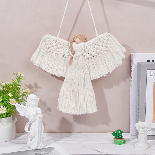 BEUNITONE 2 Set Makramee Engel Wandbehang DIY Makramee Kits für Erwachsene Anfänger Weihnachten Engel Ornament Bastelset Boho Makramee Wandbehang Dekor Kit für Weihnachten Ostern Party Schlafzimmer von BEUNITONE