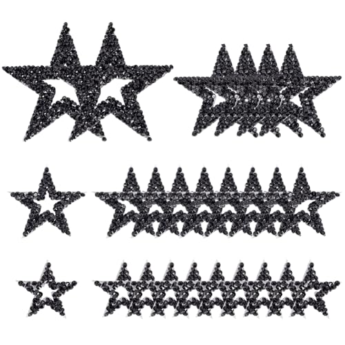 BEUNITONE 26 Stück Strass-Start-Aufnäher für Kleidung, schwarz, Bügeln/Aufnähen, Strasssteine, selbstklebend, Pailletten, Glitzer, Sternaufnäher, bestickte Applikationen, Bling für Kleidung, Jeans BEUNITONE 26 Stück Strass-Start-Aufnäher für Kleidung, schwarz, Bügeln/Aufnähen, Strasssteine, selbstklebend, Pailletten, Glitzer, Sternaufnäher, bestickte Applikationen, Bling für Kleidung, Jeans von BEUNITONE