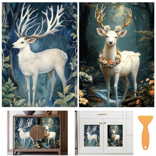 BEUNITONE 6 Bögen Wald Hirsch Rubb on Transfers für Möbel Vintage Floral Rubb on Transfer Aufkleber für DIY Handwerk Iod Transfers Aufkleber für Holz Kommode Glas Fenster Aufkleber Wasserdicht 15,2 x BEUNITONE 6 Bögen Wald Hirsch Rubb on Transfers für Möbel Vintage Floral Rubb on Transfer Aufkleber für DIY Handwerk Iod Transfers Aufkleber für Holz Kommode Glas Fenster Aufkleber Wasserdicht 15,2 x von BEUNITONE